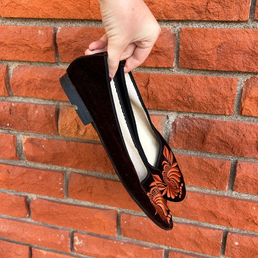 Velvet embroidered ballet flats - Picture 5 of 9